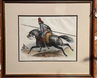 Antique Hand-Colored Etching. Measures 17.5” x 15”.