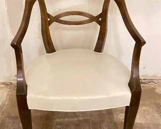 Set of 8 Henredon Dining Chairs Upholstered In White Leather. Measures 20” W x 17” D with a 18” Seat Height. Photo 1 of 5. 