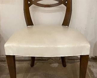 Set of 8 Henredon Dining Chairs Upholstered In White Leather. Measures 20” W x 17” D with a 18” Seat Height. Photo 5 of 5. 
