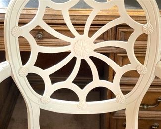 Vintage White Spider Back Arm Chair with Blue Plaid Upholstery. Photo 3 of 5. 