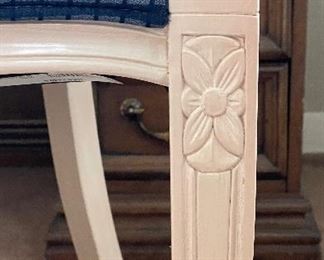 Vintage White Spider Back Arm Chair with Blue Plaid Upholstery. Photo 5 of 5. 