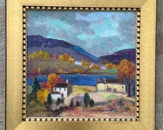 Isabel F. Coppedge, "Autumn on The Delaware." Measures 12" x 12" Unframed. Photo 1 of 3. 