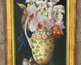 Charles Storer (American, 1817-1907) "Orchids In A Vase," Measures 13" x 25.5". Photo 1 of 2. 