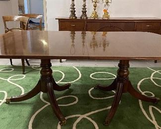 Vintage Henredon Double Banded Mahogany Dining Table. Measures 72" W x 45" D x 28.5" H. Expands up to 132" with Three 20" Leaves. Photo 1 of 5. 
