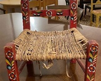 Hand-Painted Antique Rush Seat Doll Chairs - 4 Available (2 Shown). Photo 1 of 2. 