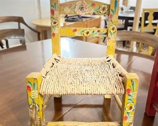 Hand-Painted Antique Rush Seat Doll Chairs - 4 Available (2 Shown). Photo 2 of 2. 