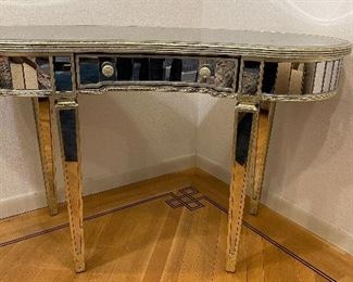 BMC Sterling Kidney Shaped Mirrored Vanity. Measures 48” W x 24” D x 30” H. Photo 1 of 3. 