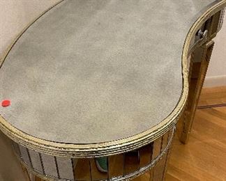 BMC Sterling Kidney Shaped Mirrored Vanity. Measures 48” W x 24” D x 30” H. Photo 3 of 3. 