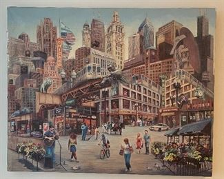Melanie Moore Limited Giclee, “Downtown Stroll” # 9/295. 30” x 24”