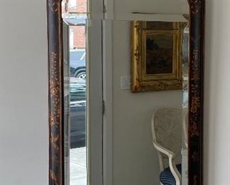 Friedman Brothers Williamsburg Collection Ebony Chinoiserie Mirror. Measures 48" H x 19" D. 