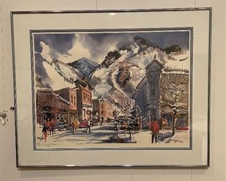 Aspen Signed & Numbered Lithograph. Measures 19" x 25.25" Unframed. Photo 1 of 3. 