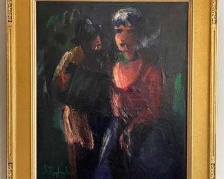 Jan Rijlaarsdam (Dutch 1911-2007), "Accordian Player." Measures 19" x 23". 