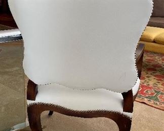 Baker Furniture White Leather Upholstered Arm Chair. Measures 26" W x 26" D. Photo 2 of 3. 