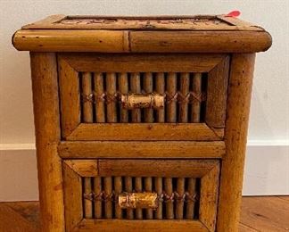 Bamboo Jewelry Cabinet. Measures 9.5" W x 7" D x 11" H. 