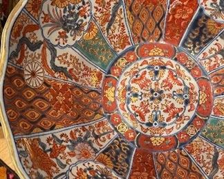 Japanese Imari Bowl with Fluted Rim. Measures 14" D x 6". Photo 2 of 3.