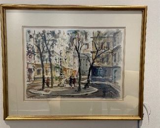 Paris Watercolor Signed By Artist. 