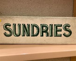 Sundries Wood Sign. 