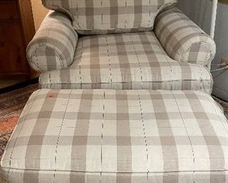 Pearson Plaid Upholstered Club Chair & Ottoman. 