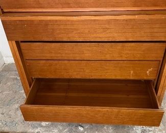 1940s Cherry Telescoping Dining Table / Cabinet. Cabinet Measures 40" W x 20" D x 37" H. Table Is 18" - 86" with 18" Pull Out and Four 17" Leaves. Photo 5 of 6. 