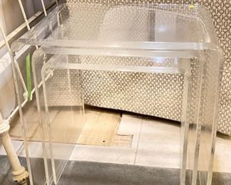 Set of Three Vintage Lucite Nesting Tables. 