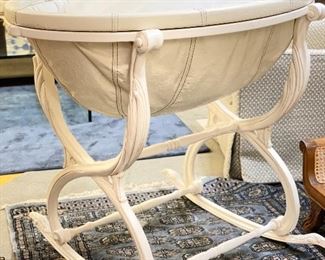 Be Posh Bespoke Natalya Cradle in Antique White. Handcrafted in Italy from hardwood and Italian leather.  Photo 1 of 3. 