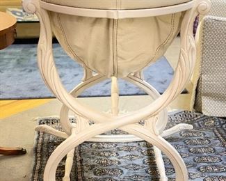 Be Posh Bespoke Natalya Cradle in Antique White. Handcrafted in Italy from hardwood and Italian leather.  Photo 2 of 3. 