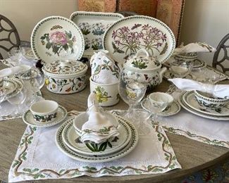Botanic Garden Portmeirion China Pictured with Scully & Scully Table Linens. 