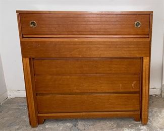 1940s Cherry Telescoping Dining Table / Cabinet. Cabinet Measures 40" W x 20" D x 37" H. Table Is 18" - 86" with 18" Pull Out and Four 17" Leaves. Photo 1 of 6. 
