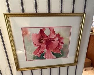 Vibrant Watercolor of a Flower signed Maxine Macleod