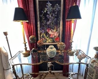 LaBarge Brass Console Table