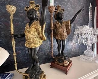 Pair of Blackamoor Bronze Statues/Candle Holders