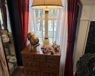 Beautiful solid stone lamp with brass accents 
