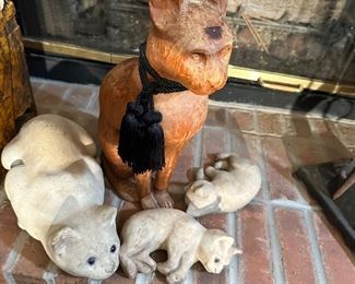 Sphynx and Siamese Cat Statues