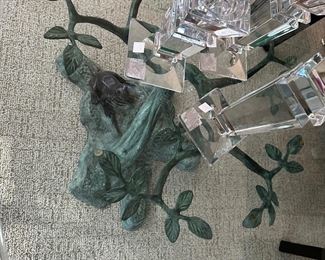 View of the Coffee Table Base through the Glass Top, Lead Crystal Candle Pillars