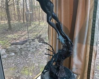 Bronze Leaping Frog Statue