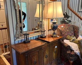 LaBarge mirror Drexel? Heritage server with sliding top