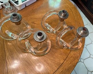 Dorothy Thorpe Lucite Candle pretzel candlesticks set of 4 