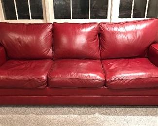 Red leather sofa