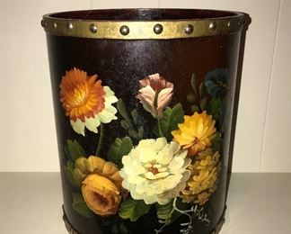 Hand Painted Waste Basket