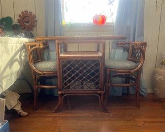 Rattan bamboo dining set for 2