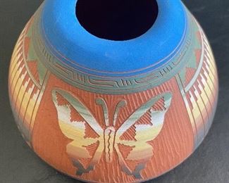 Shawn Williams Navajo hand crafted butterfly vase