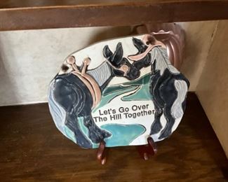 “Let’s go over the hill together” plaque with stand