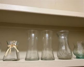 Various sizes of flower vases in pantry