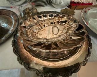 Contents on Table in dining room - silver plate