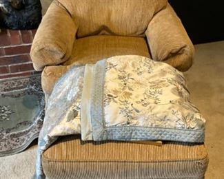 Beige stuffed chair & ottoman