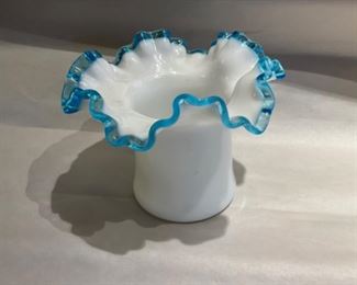 Fenton - top hat with blue crimped edge