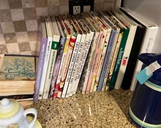Gardening & cookbooks in kitchen