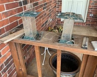 Deck - bird feeders, thermometer
