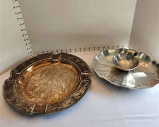 Wilton pewter chip & dip tray, Chippendale silverplate tray