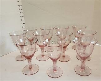 Blush pink footed stemware